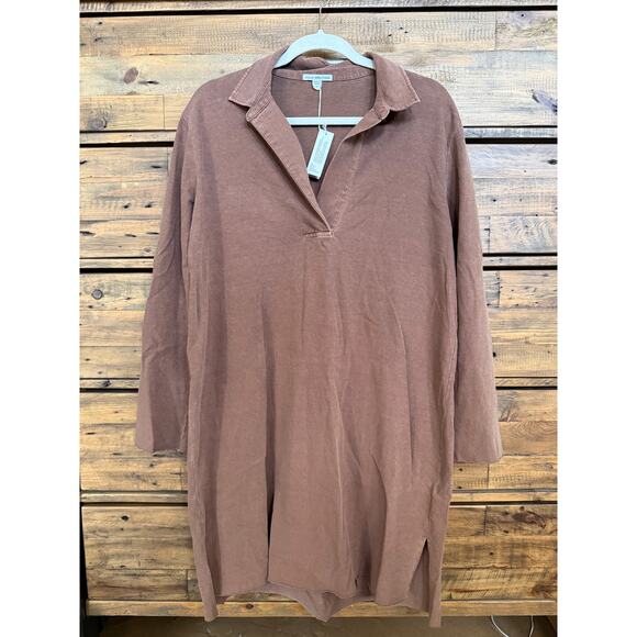 JAMES PERSE Relaxed Polo Dress In Malt/Brown Sz 2/M NWT - Picture 2 of 9